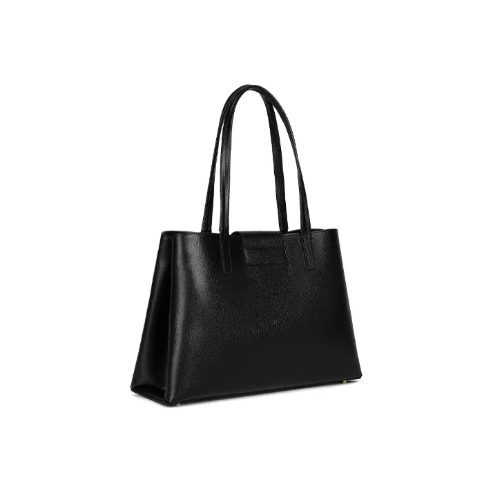 Furla 1927 Collection Leather Briefcase, Tote Bag, Shopping Bag, Shoulder Bag, Handbag Large Size Women's Black-1