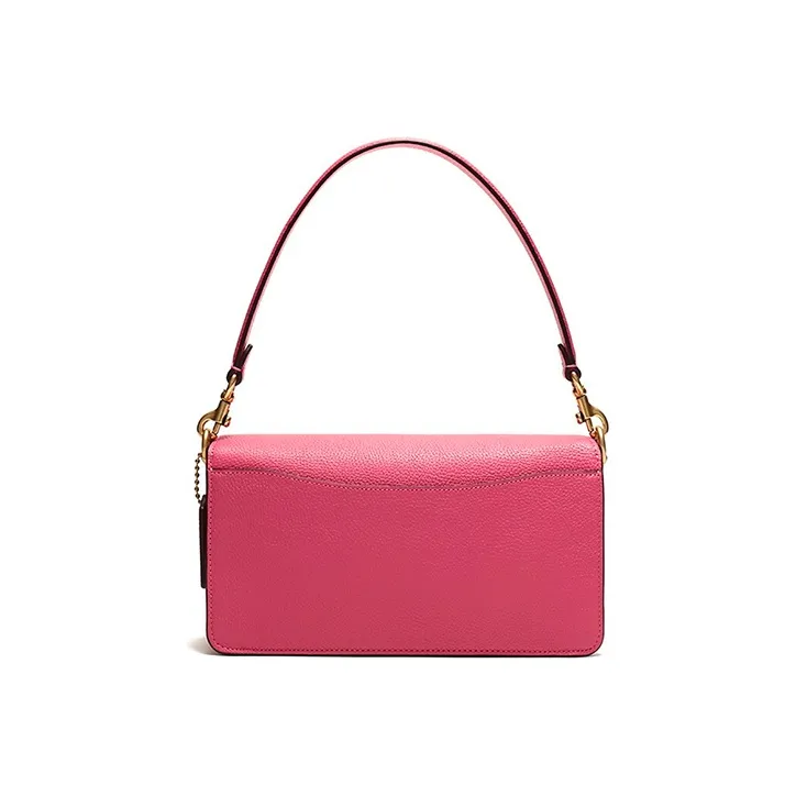 COACH Tabby Polished Pebbled Leather Wine God Bag One Shoulder Crossbody Shoulder Bag Medium Size Women's Rose Red-3