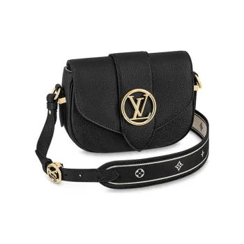 LOUIS VUITTON Pont Grain Cow Leather Shoulder Bag, Crossbody Bag Trumpets Women's Black