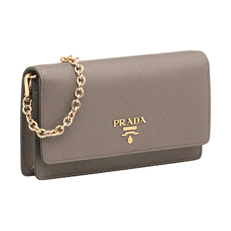 PRADA Saffiano Leather Handbag Shoulder Bags Mini Women's Clay Gray-1