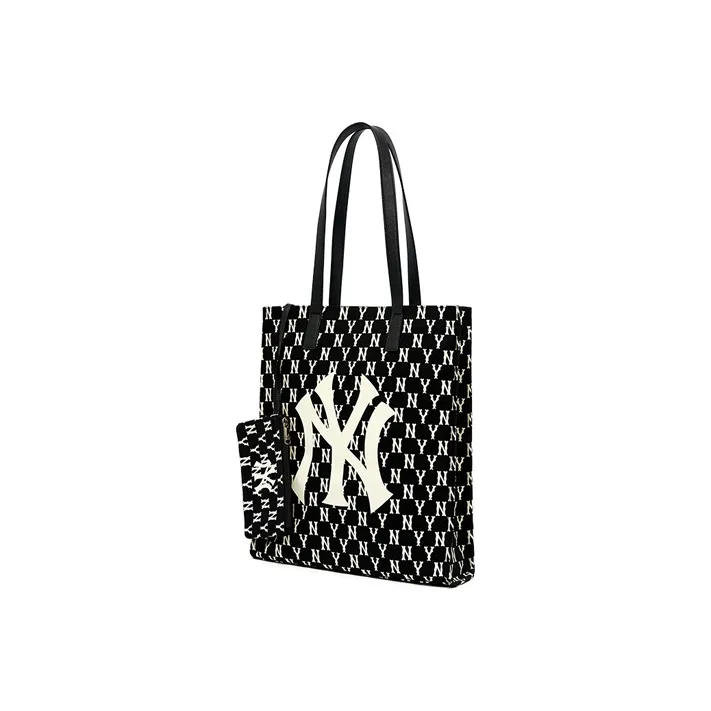 MLB Monogram Collection Artificial Leather Combo Bag, Tote Bag, Shopping Bag, Shoulder Bag, Handbag Unisex Black-1