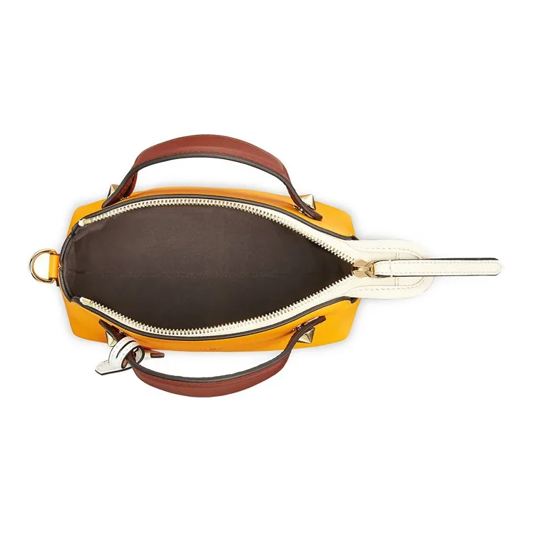 FENDI Calfskin Boston Bag Crossbody Handbag Shoulder Bag Mini Women's Orange-3
