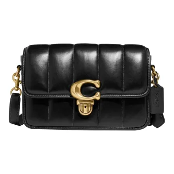 COACH Studio Leather Messenger Bag Shoulder Bag Crossbody Bag Small Size Women's Black