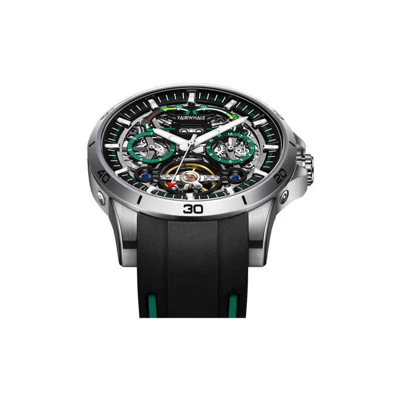FAIRWHALE Pioneer Collection Automatic Mechanical Movement Rubber Strap Watch Men's Watches Silver Dial-1