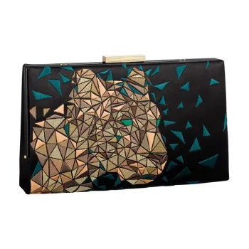 CARTIER PANTHÈRE Silk Satin Clutches Shoulder Bag Crossbody Bag Women's Black
