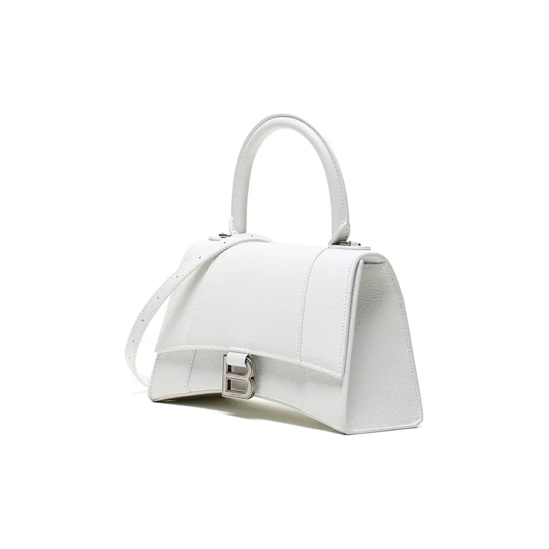 Balenciaga Litchi Skin Hourglass Bag Portable Crossbody Bag Shoulder Bag Small Size Women's White-1