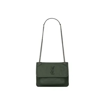 SAINT LAURENT Niki Baby Crinkled Vintage Dark Green