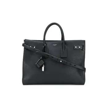 SAINT LAURENT SAC DE JOUR Genuine Leather Tote Bag Shopping Bag Handbag Large Size Women's Black
