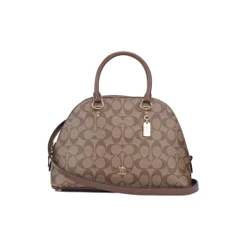 COACH Katy Leather Dome Bag Shoulder Bag Crossbody Bag Handbag Large Size Women's Brown
