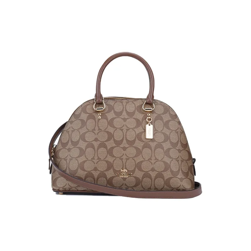 COACH Katy Leather Dome Bag Shoulder Bag Crossbody Bag Handbag Large Size Women's Brown-0