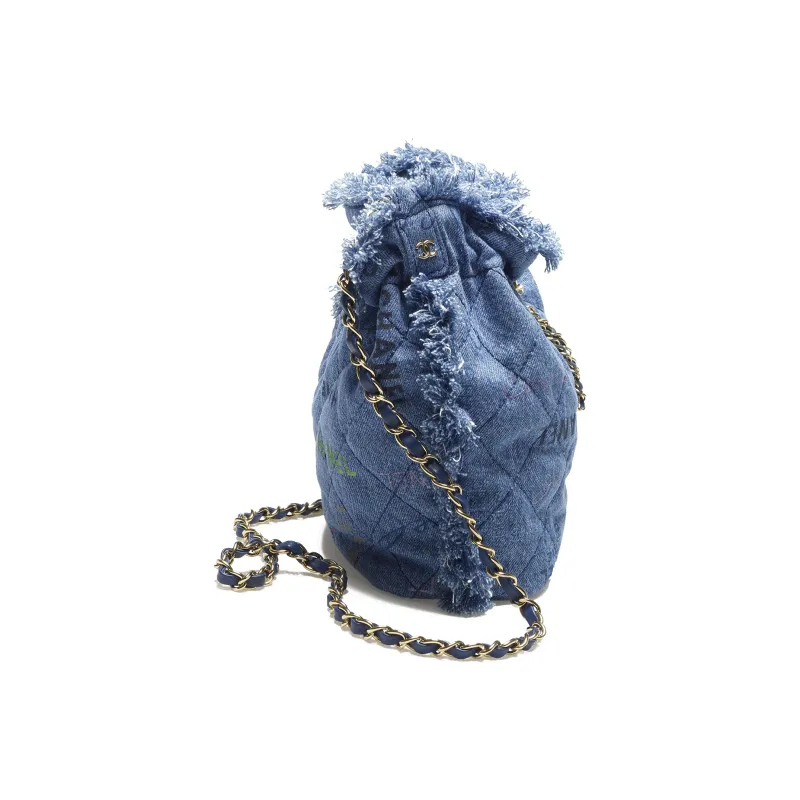 CHANEL Print Bucket Bag, Shoulder Bag Women's Blue-3