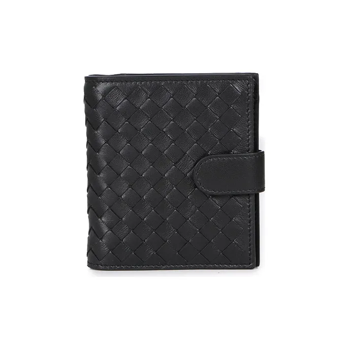 Bottega Veneta Intrecciato Cow Leather Wallet Unisex Black-0