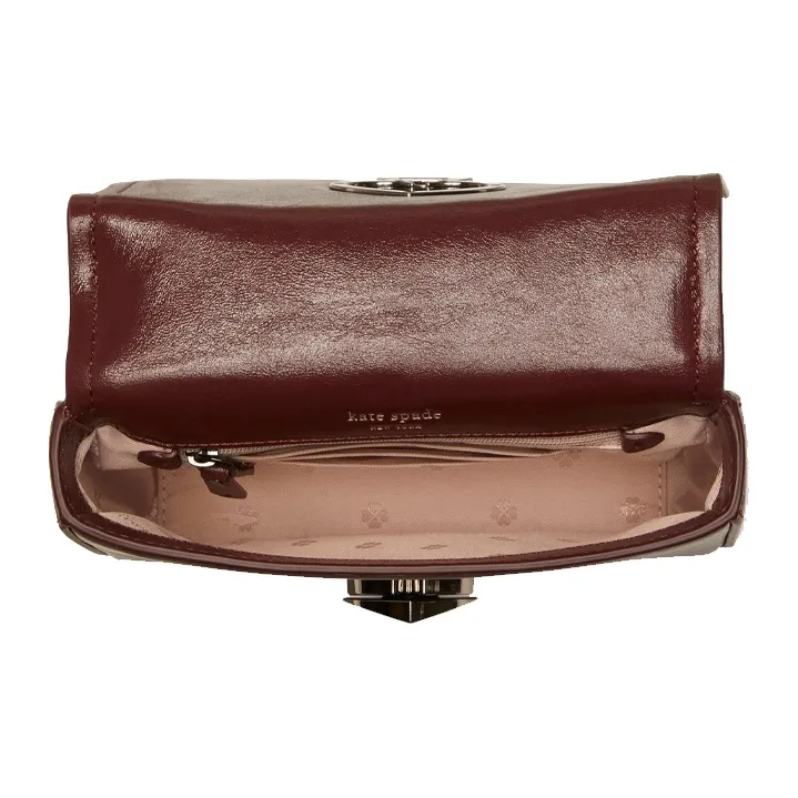 Kate Spade Leather Small Square Bag Handbag, Crossbody Bag Shoulder Bag Women's Burgundy-2
