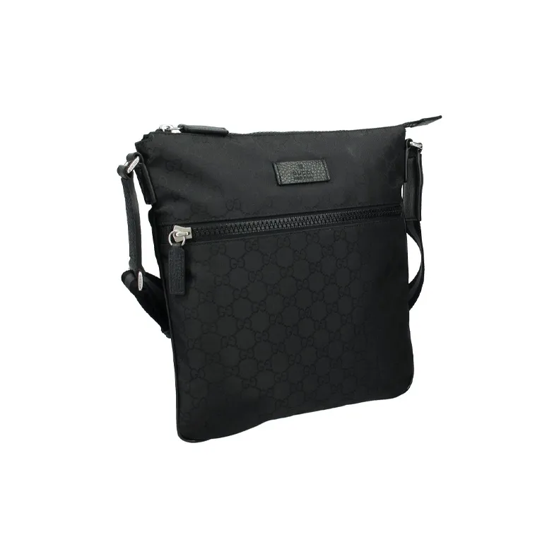GUCCI Leather Messenger Bag Shoulder Bag Crossbody Bag Men's Black-2