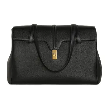 CELINE 16 Litchi Grain Tote Bag Shopping Bag Handbag Shoulder Bags Large Size Women's Black