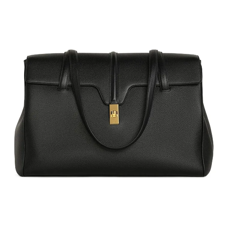 CELINE 16 Litchi Grain Tote Bag Shopping Bag Handbag Shoulder Bags Large Size Women's Black-0
