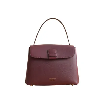 Burberry Grain Texture Leather Tote Bag Shopping Bag Medium Size Women's Russet