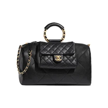 CHANEL Grain Calfskin Bowling Bags, Controller, Shoulder Bag, Crossbody Bag, Handbag Tubas Women's Black