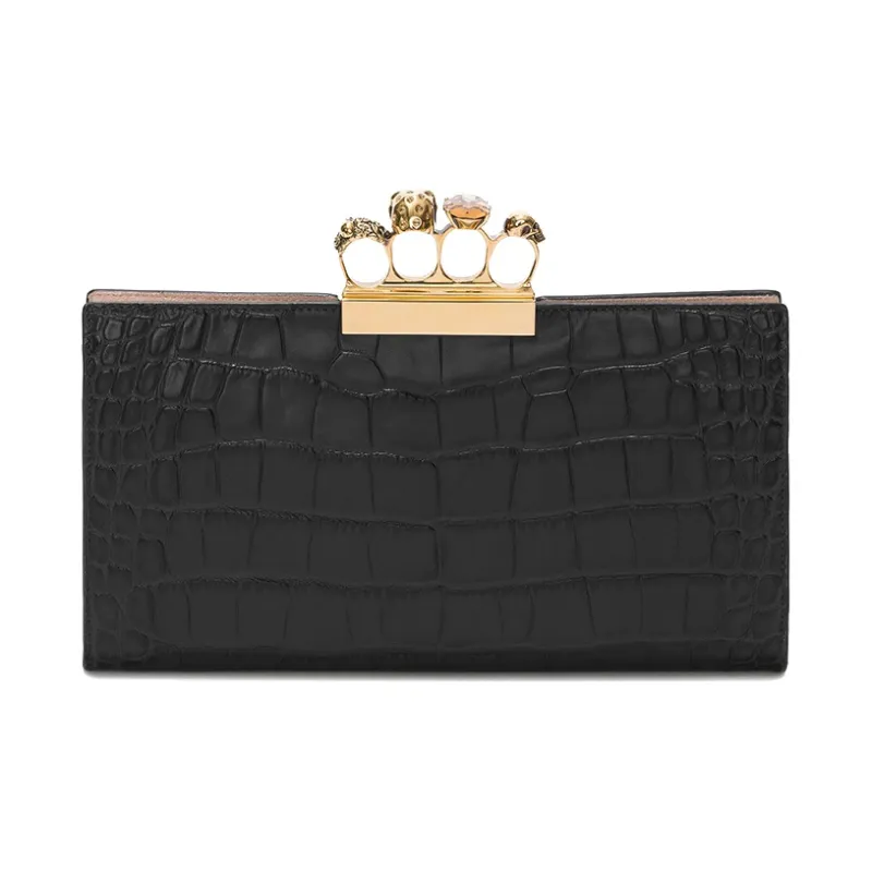 Alexander McQueen Cow Leather Purse Clutch Women's Black-0