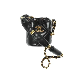 CHANEL Polished Lambskin Bucket Bag, Handbag, Shoulder Bag, Crossbody Bag Women's Black