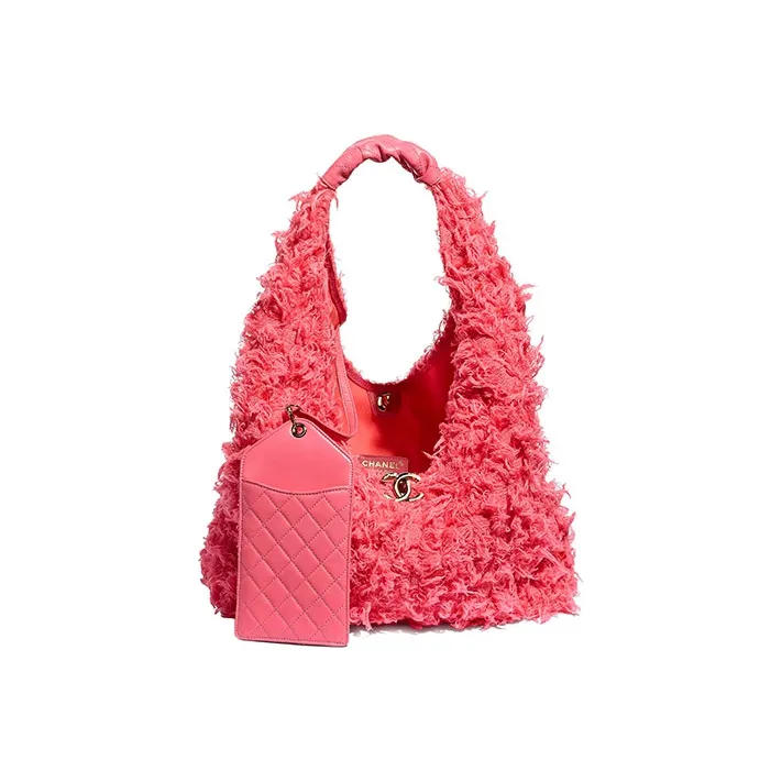 CHANEL Tweed Calfskin And Gold Metal HOBO Shoulder Bag Women's-2
