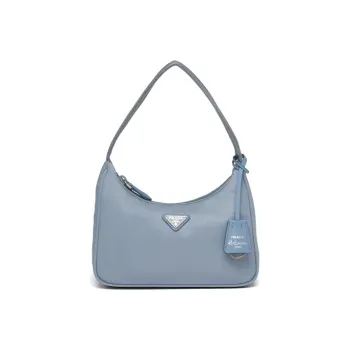 PRADA Nylon Hobo Bag, Shoulder Bag, Handbag, Shoulder Bag Women's Gray Blue