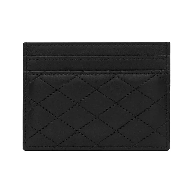 SAINT LAURENT GABY Quilting Sheepskin Card Holder Women's Black-1