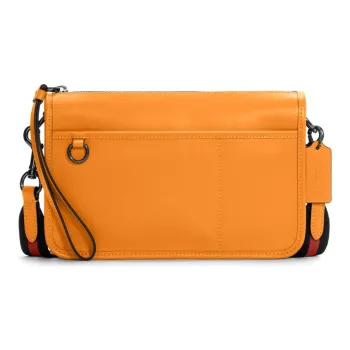 COACH Heritage Sheepskin Shoulder Bag Crossbody Bag Medium Size Unisex Cream Candy Orange