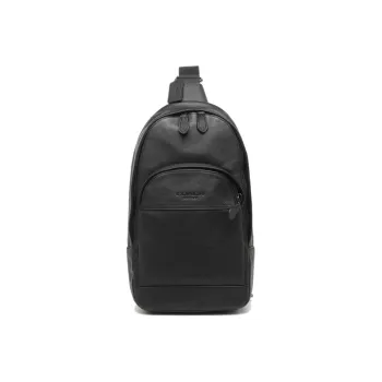 COACH Houston Cow Leather Crossbody Bags Sling Bags Small Size Men's Black