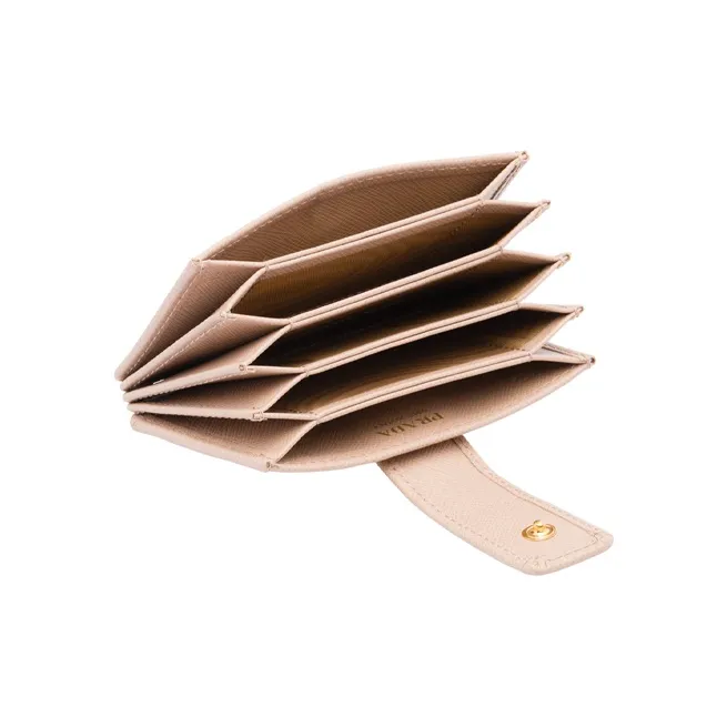 PRADA Leather Card Holder Women's Nude Pink-2