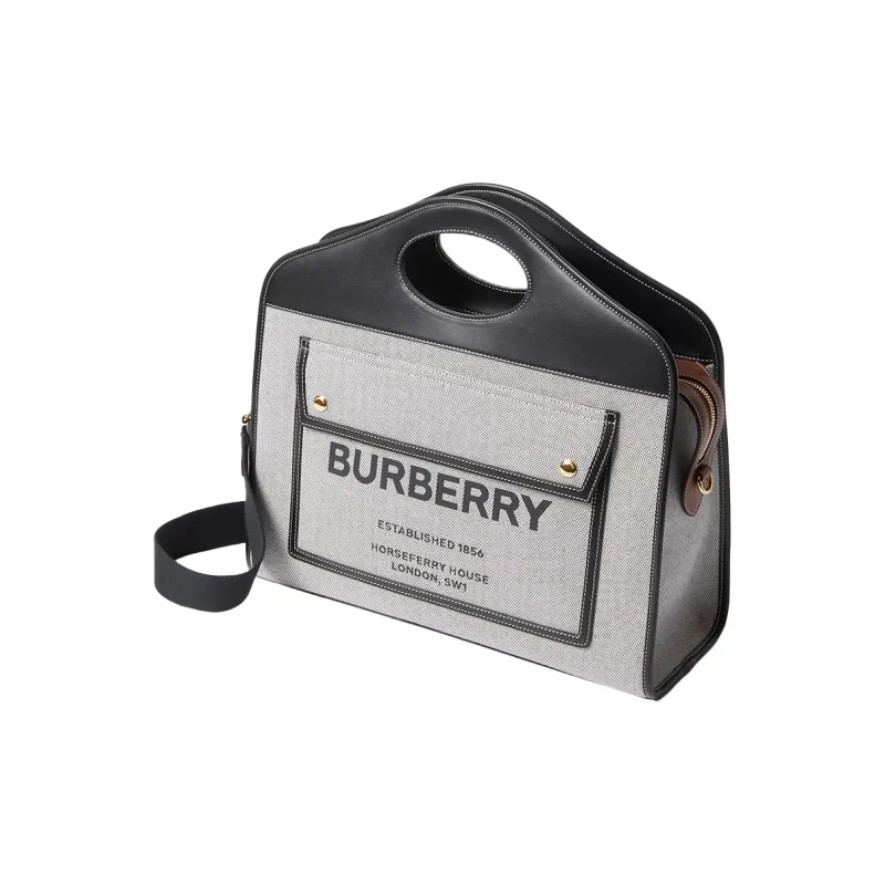 Burberry Cow Leather Tote Bag, Shopping Bag, Shoulder Bag, Crossbody Bag, Handbag Medium Size Unisex Black-1
