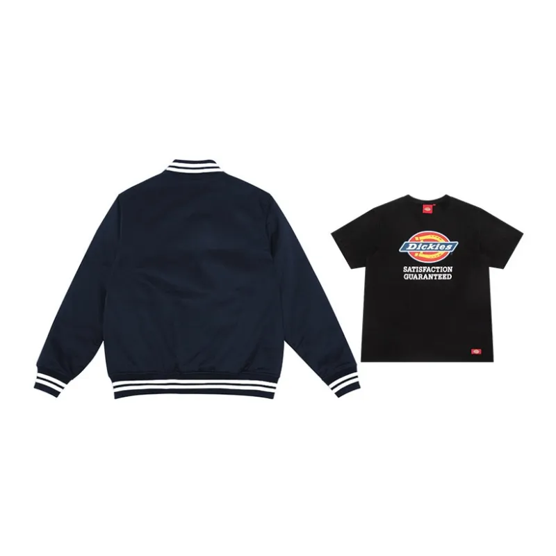 Dickies Letter Baseball Collar Puffer Jacket Unisex Dark Marine Blue-1