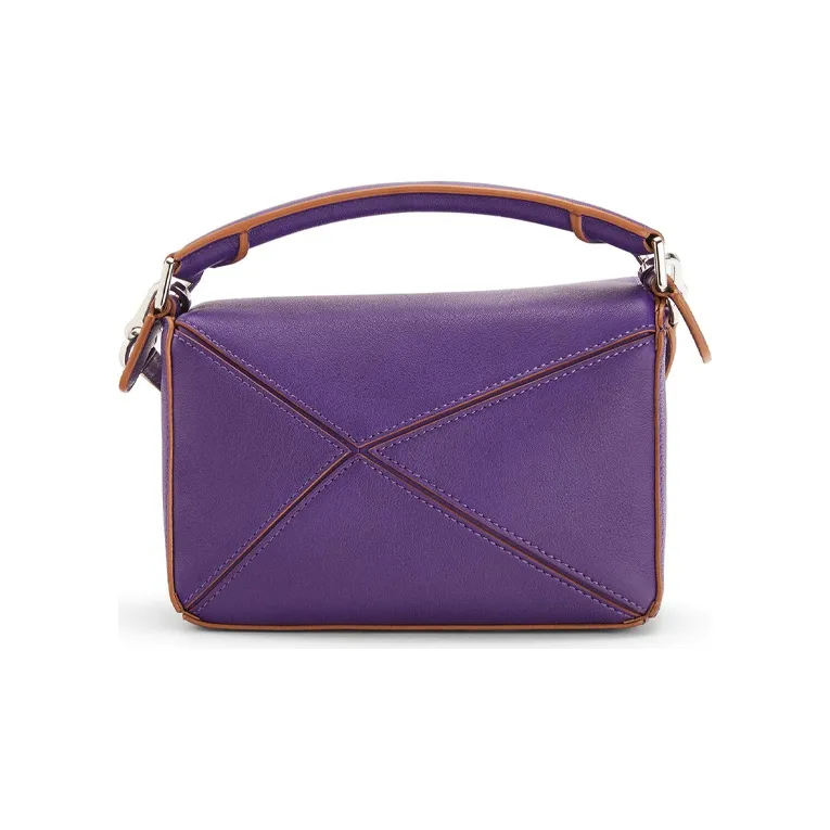 LOEWE Puzzle Classic Calfskin Geometric Bag Puzzle Bag Portable Crossbody Bag Shoulder Bag Women's Purple-2