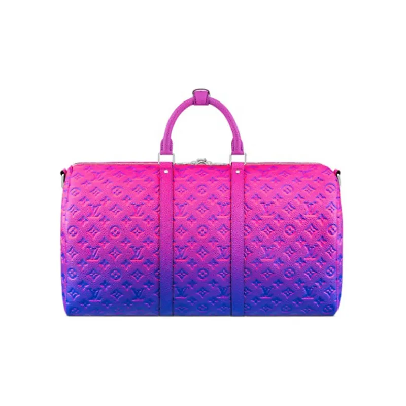 LOUIS VUITTON Keepall 50B Taurillon Illusion Blue/Pink-3