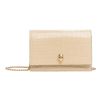Alexander McQueen Crocodile Pattern Leather Shoulder Bag, Crossbody Bag Mini Women's Light Umber