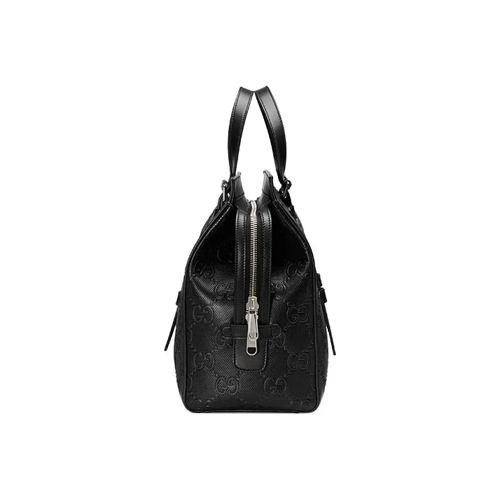 GUCCI Leather Tote Bag Shopping Bag Shoulder Bag Crossbody Bag Handbag Men's Black-2