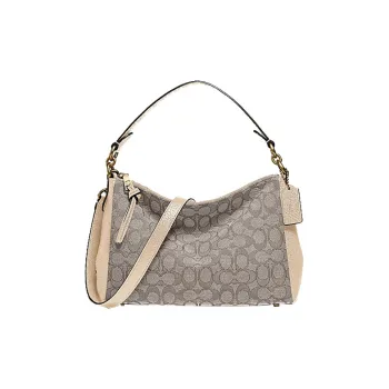 COACH Shay Canvas With Leather Shoulder Bag Crossbody Bag Handbag Large Size Women's Ecru