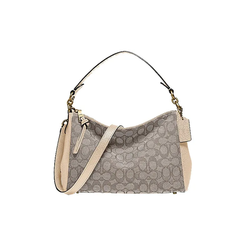 COACH Shay Canvas With Leather Shoulder Bag Crossbody Bag Handbag Large Size Women's Ecru-0