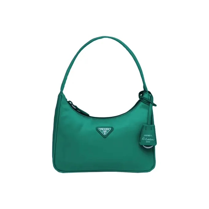 PRADA Re Edition Nylon HOBO Shoulder Bag Handbag Shoulder Bag Women's Lake Green Color-0