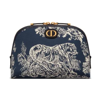 DIOR 30 Montaigne Technical Fabric Storage Bag Clutch Makeup Bag Medium Size Women's Blue