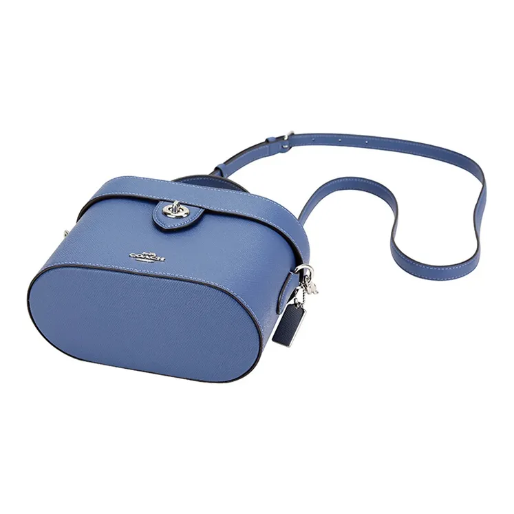COACH Kay Leather Box Bag Makeup Bag Shoulder Bag Handbag Small Size Women's Blue-4