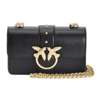 PINKO Cow Leather Crossbody Bag Bird Bag Swan Bag Women's Black