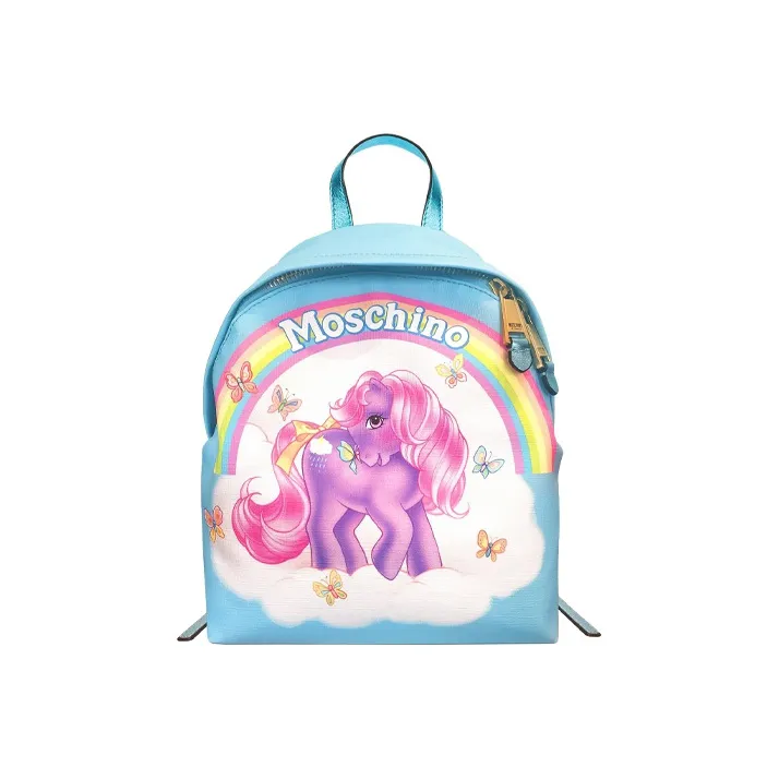 MOSCHINO Polyurethane Backpack Women's Aqua Blue-0