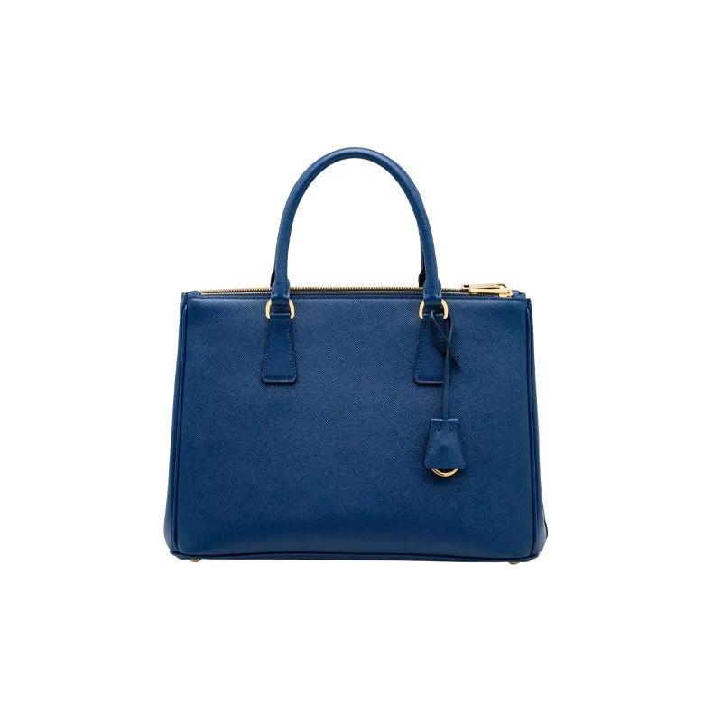 PRADA Saffiano Leather One Shoulder Handbag Crossbody Bag Large Size Women's Blue-2
