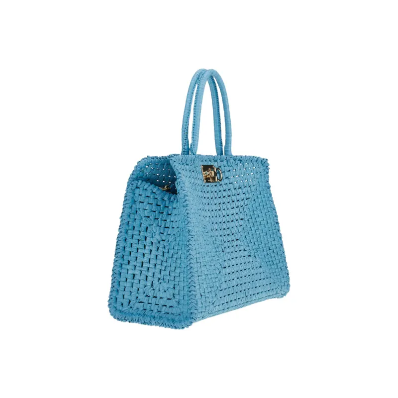 FERRAGAMO Studio Fabric With Sheepskin Handbag Medium Size Women's Dark Aqua Green-3