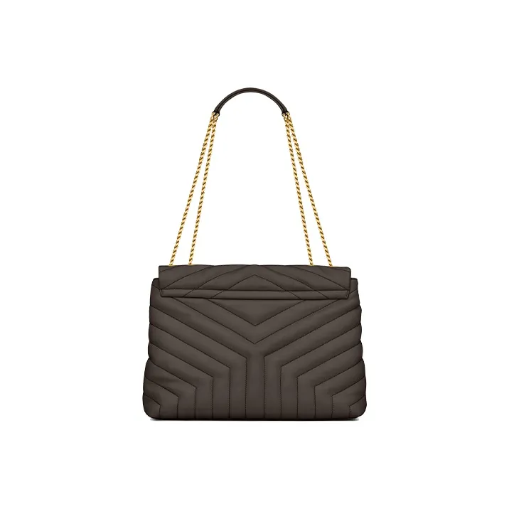 SAINT LAURENT Quilted Leather Crossbody Bag, Shoulder Bag Women's Gravel Gray & Khaki Gray-2