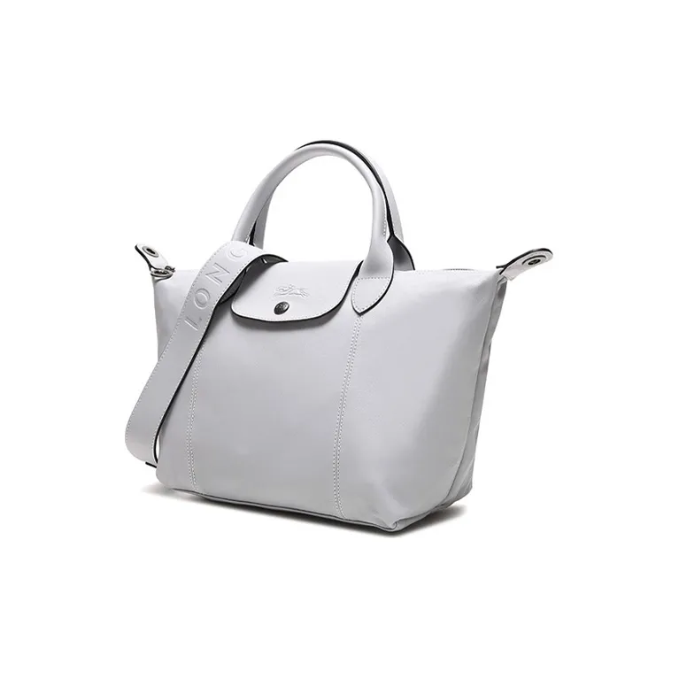 LONGCHAMP Le Pliage Cuir Leather Dumpling Bag, Handbag, Shoulder Bag, Crossbody Bag Trumpets Women's Seabird Gray-1
