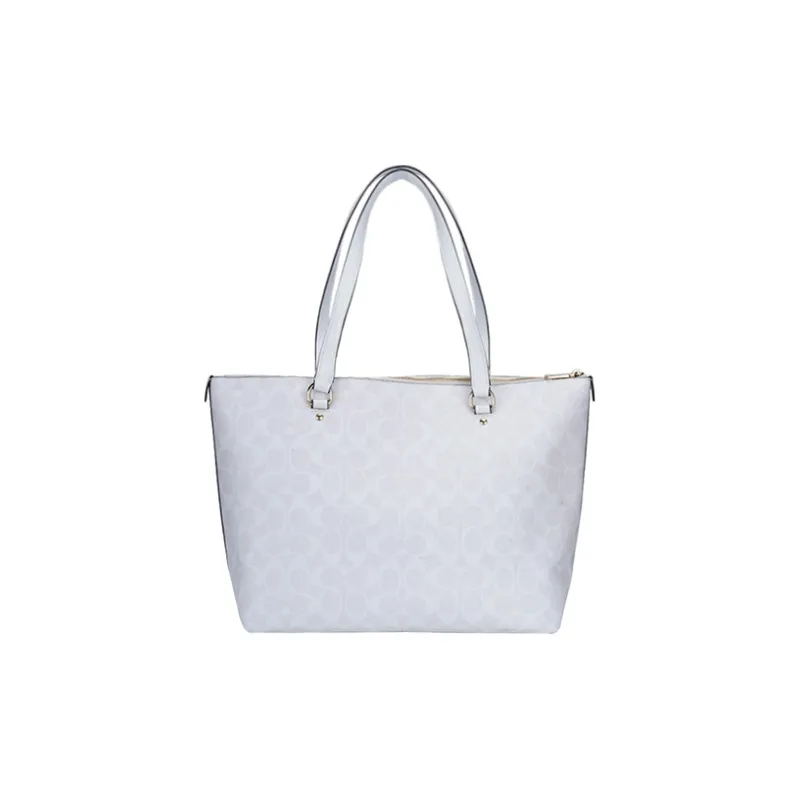 COACH Gallery Canvas With Leather Tote Bag, Shopping Bag, Handbag, Shoulder Bag Women's White-2