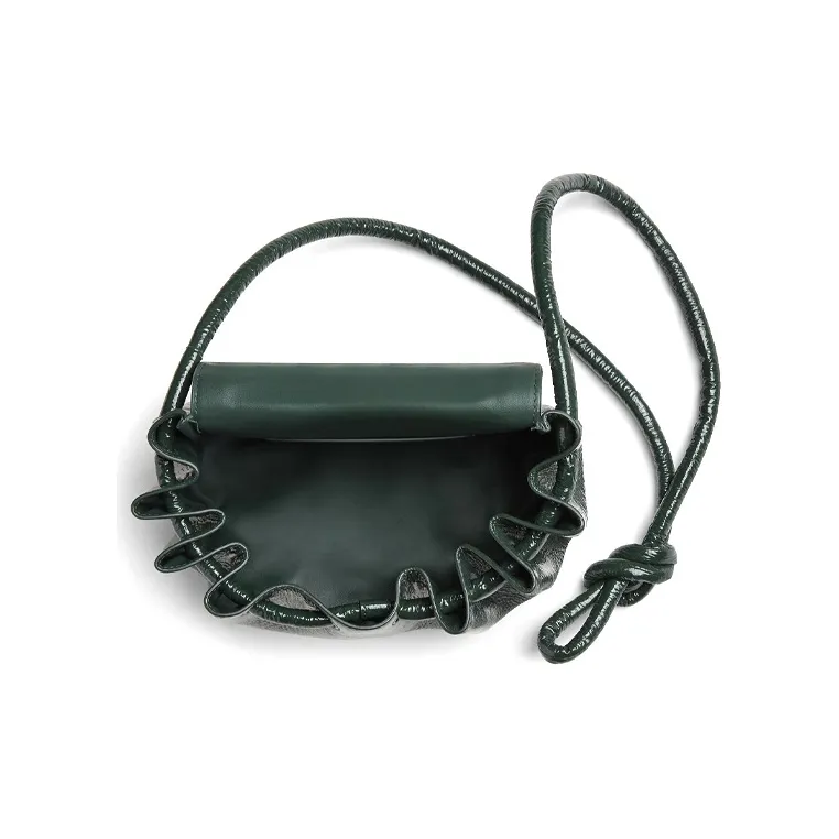 Bottega Veneta Leather Clutch Women's Dark Green-3