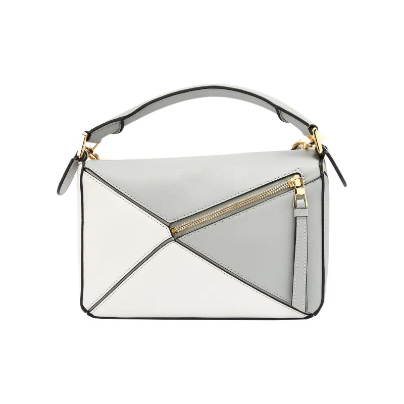 LOEWE Puzzle Bag In Classic Calfskin Small Ash Grey/Marble Green-2